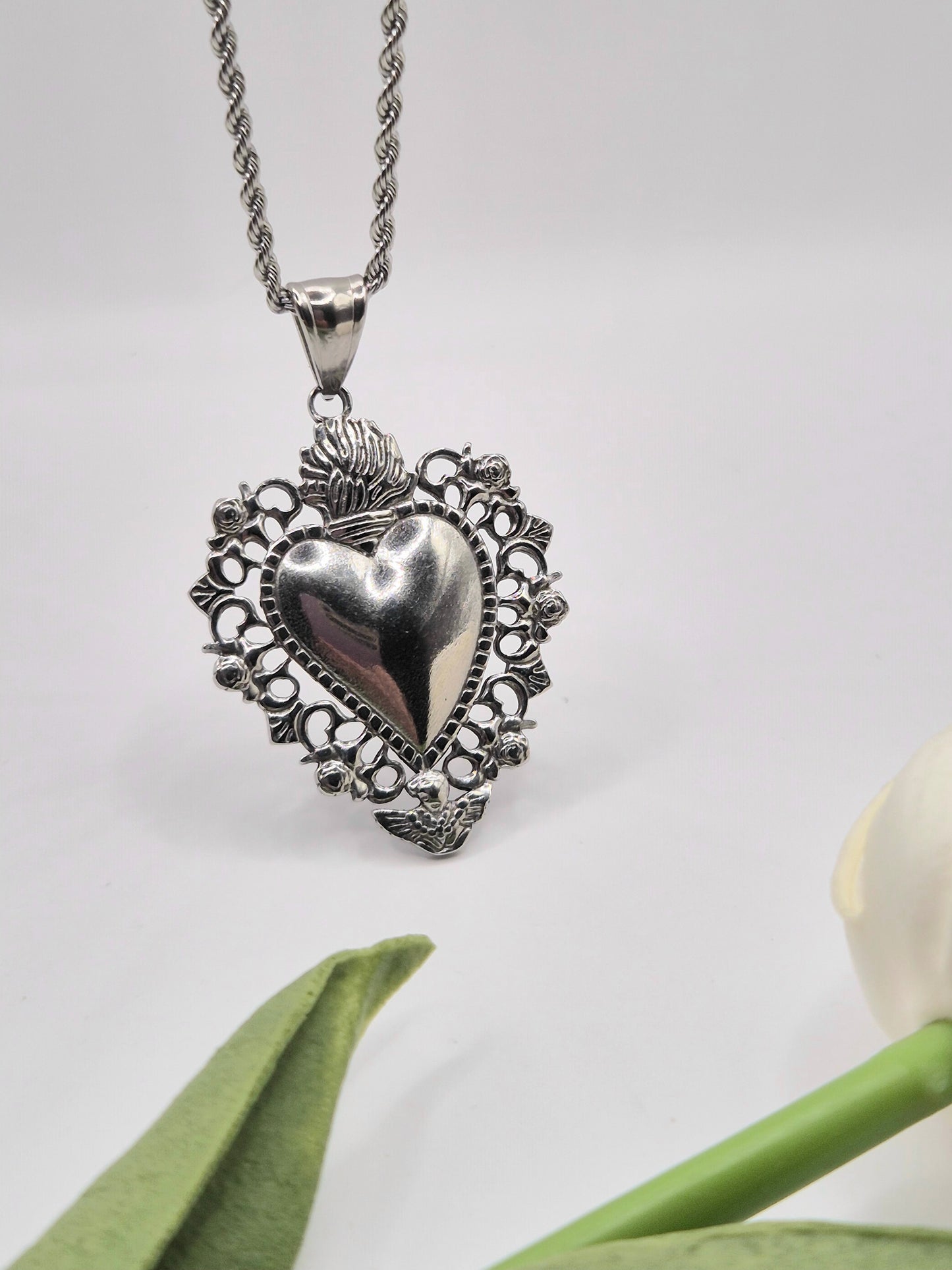 Collana Lunga Cuore Sacro