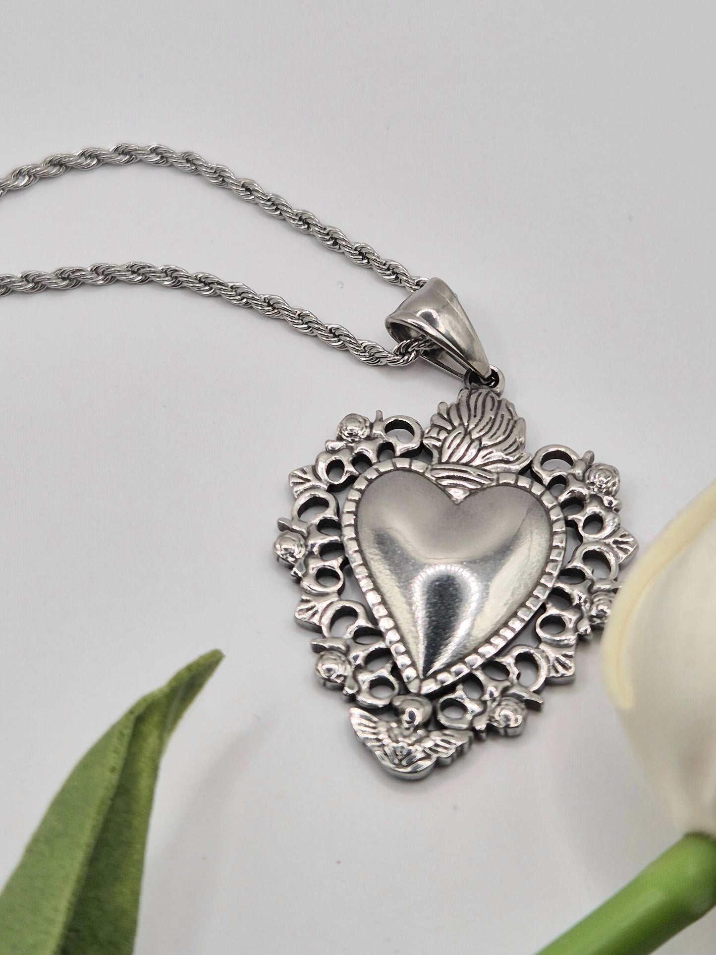 Collana Lunga Cuore Sacro